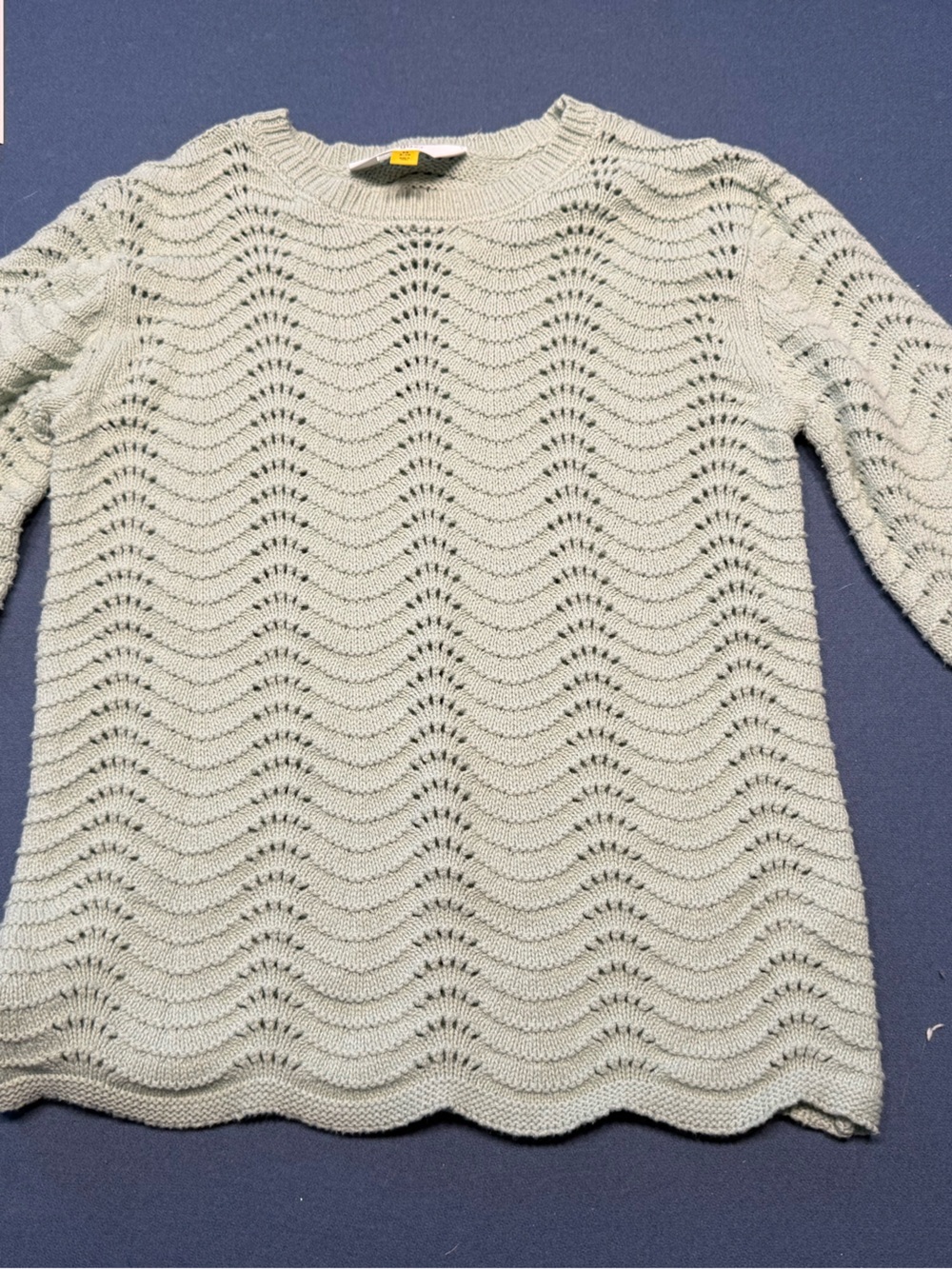 Light Mint Green Girls Open-Knit Sweater